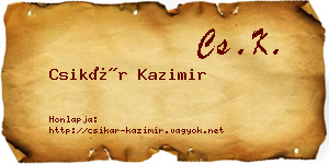 Csikár Kazimir névjegykártya